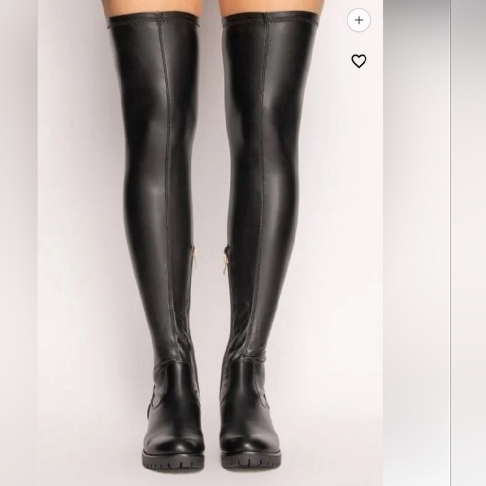 Thigh high tall flat boots (4- way stretch)